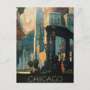 Carte Postale Vintage Chicago, États-Unis -