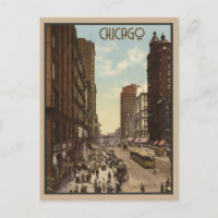 Vintage Chicago Illinois City Skyline Travel