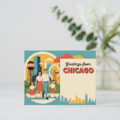 Carte postale vintage Chicago | Salutations de Chi (Debout devant)