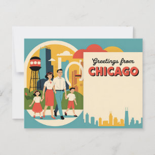 Carte postale vintage Chicago Salutations de Chi