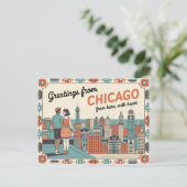 Carte postale vintage Chicago | Salutations de Chi (Debout devant)