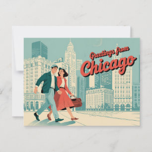 Carte postale vintage Chicago Salutations de Chi