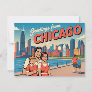 Carte postale vintage Chicago Salutations de Chi