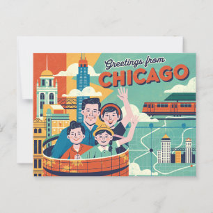 Carte postale vintage Chicago   Salutations de Chi
