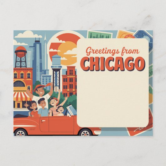 Carte postale vintage Chicago | Salutations de Chi (Devant)