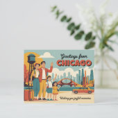 Carte postale vintage Chicago | Salutations de Chi (Debout devant)