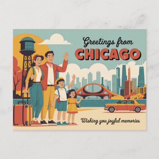 Carte postale vintage Chicago | Salutations de Chi (Devant)