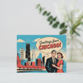 Carte postale vintage Chicago | Salutations de Chi (Debout devant)