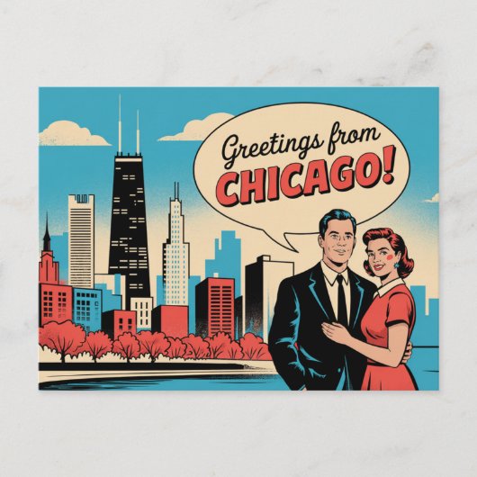 Carte postale vintage Chicago | Salutations de Chi (Devant)