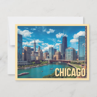 Carte Postale Vintage Chicago Travel