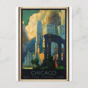Carte Postale Vintage - Chicago Travel Poster