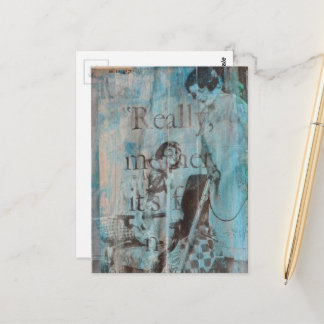 Carte Postale Vintage Child and Mother Vacuum Cleaning Collage