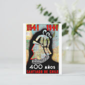 Carte Postale Vintage Chili Santiago Voyage (Debout devant)