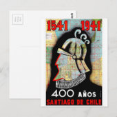 Carte Postale Vintage Chili Santiago Voyage (Devant / Derrière)