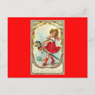 Carte postale Vintage Christmas Card Girl Toy Hors