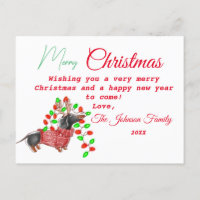 Carte postale Vintage Christmas Doxie personnalisé