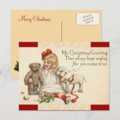 Carte postale Vintage Christmas Girl (Devant / Derrière)