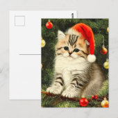 Carte Postale Vintage Christmas Kitten (Devant / Derrière)