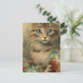 Carte Postale Vintage Christmas Kitten (Debout devant)
