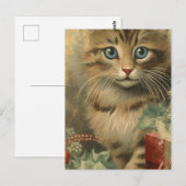 Carte Postale Vintage Christmas Kitten (Devant / Derrière)