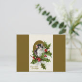 Carte postale Vintage Christmas Kitten Gold (Debout devant)