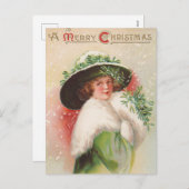 Carte postale Vintage Christmas Lady (Devant / Derrière)