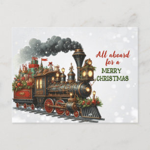 Carte postale Vintage Christmas Locomotive Train