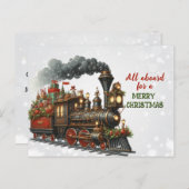 Carte postale Vintage Christmas Locomotive Train (Devant / Derrière)