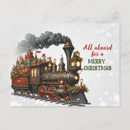Carte postale Vintage Christmas Locomotive Train (Devant)