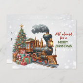 Carte postale Vintage Christmas Locomotive Train (Devant / Derrière)