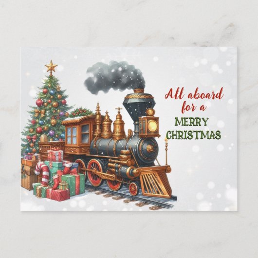 Carte postale Vintage Christmas Locomotive Train (Devant)