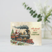 Carte postale Vintage Christmas Locomotive Train (Debout devant)