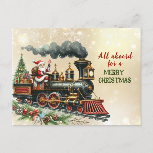 Carte postale Vintage Christmas Locomotive Train (Devant)