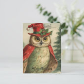 Carte Postale Vintage Christmas Owl Collage (Debout devant)