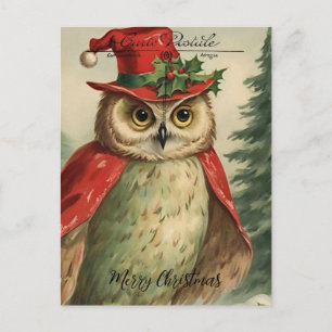 Carte Postale Vintage Christmas Owl Collage
