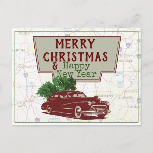 Carte Postale Vintage Christmas Road Trip (Devant)