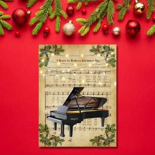 Carte Postale Vintage Christmas Sheet Music and Piano