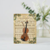 Carte Postale Vintage Christmas Sheet Musique et violon (Debout devant)
