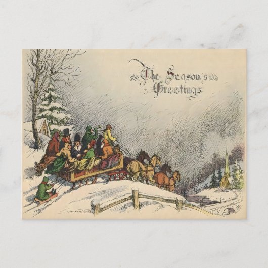 Carte Postale Vintage Christmas Sleigh Ride (Devant)