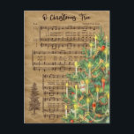 Carte postale Vintage Christmas Tree Music Holiday<br><div class="desc">Arbre de Noël entièrement décoré avec un arrière - plan en feuille de sapin de Noël O. Personnalisez avec tous vos détails !</div>