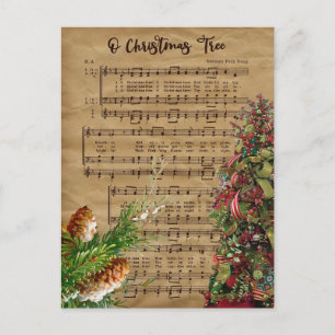 Carte Postale Vintage Christmas Tree Song Music