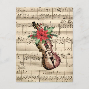Carte postale Vintage Christmas Violon and Sheet M