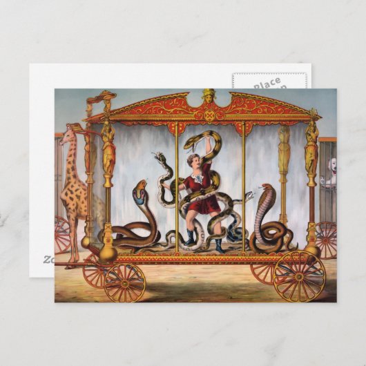 Carte Postale Vintage Circus Snake Handler (Devant / Derrière)