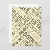 Carte Postale Vintage Cities USA Word Cloud (Devant / Derrière)