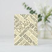 Carte Postale Vintage Cities USA Word Cloud (Debout devant)