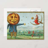 Carte postale vintage citrouille épouvantail Hallo (Devant / Derrière)