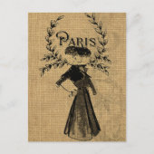 Carte Postale Vintage classique Paris Lady (Devant)