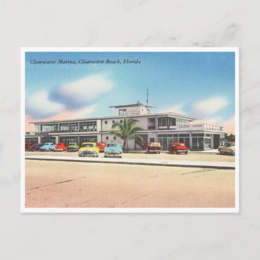 Carte Postale Vintage Clearwater Beach, Florida Marina (Devant)