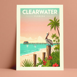 Carte Postale Vintage Clearwater en Floride