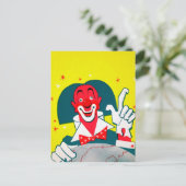 Carte postale vintage clown rouge (Debout devant)